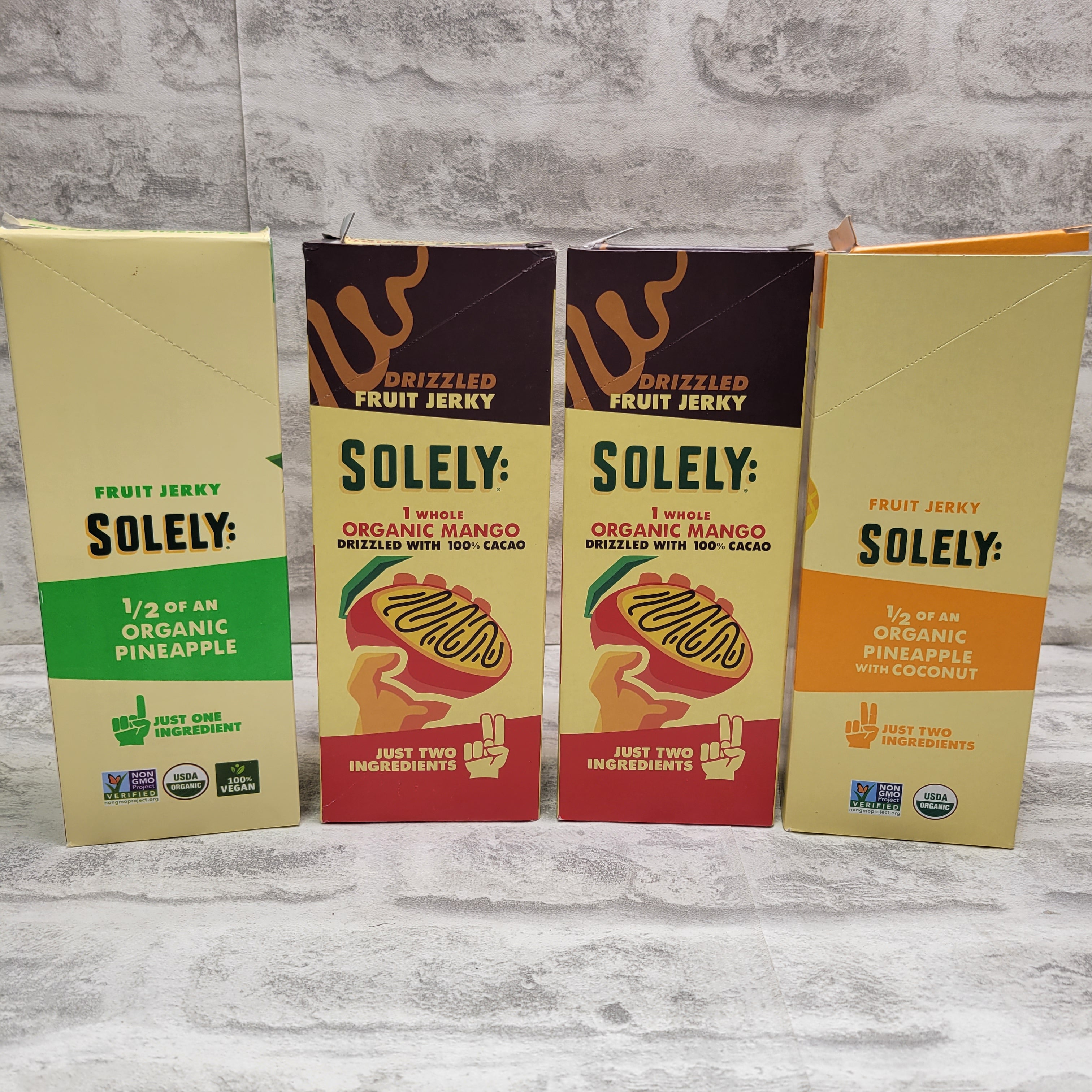 (Lot of 4) Organic Fruit Jerky, 12 Strips, 0.8 oz Each, Solely, Exp 3/2023 (7743926927598)